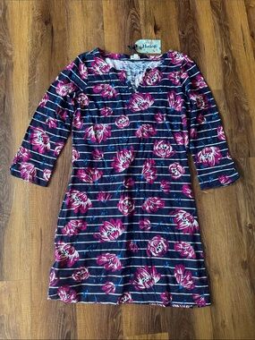 Hatley Navy Tunic Dress with Magenta Floral Print